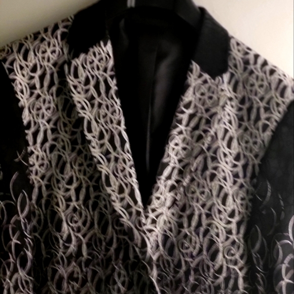 MENS DRESS JACKET. BLACK/WHITE.Designed by Porto Bello. Inside chest pocket 2out - Picture 2 of 3